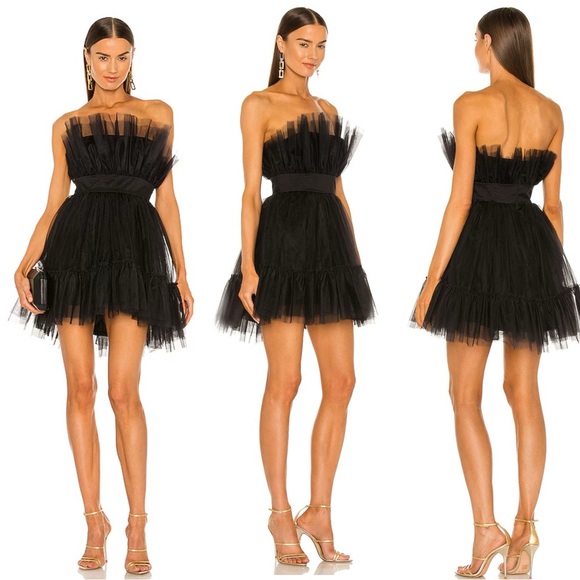 NWT KATIE MAY Ellee Black Strapless Tulle Dress Large - Picture 1 of 3